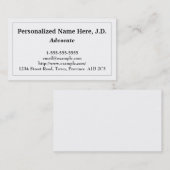Carte de visite d'avocat à clé basse et propre (Devant / Derrière)