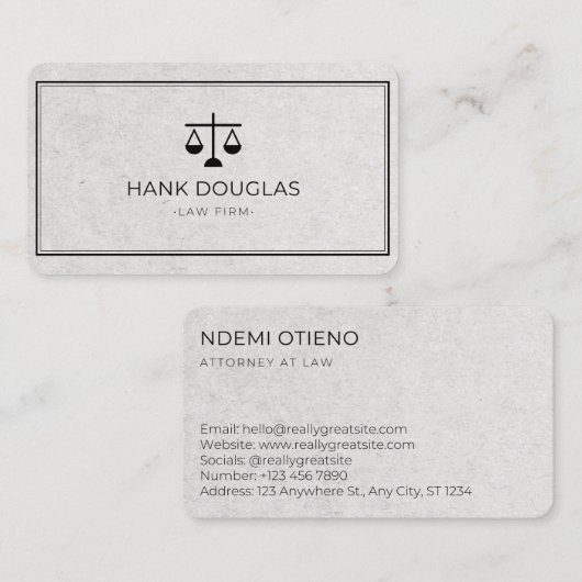 Carte de visite d'avocat moderne (Devant / Derrière)