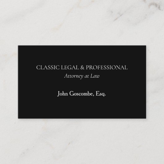 Carte de visite d'avocat noir classique | Ultra-Cl (Devant)