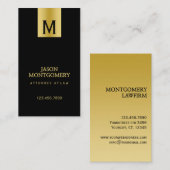 Carte de visite d'avocat Noir et or (Devant / Derrière)