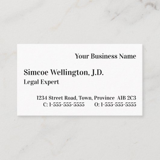 Carte de visite d'avocat professionnel de base (Devant)