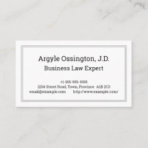 Carte de visite d'avocat professionnel minimal