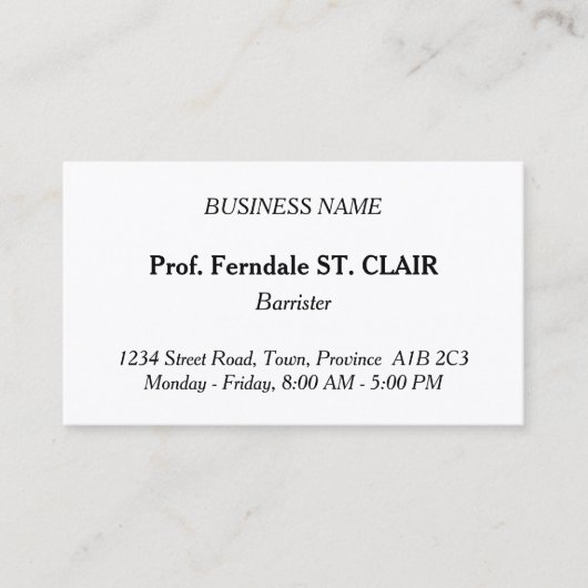 Carte de visite d'avocat professionnel traditionne (Devant)