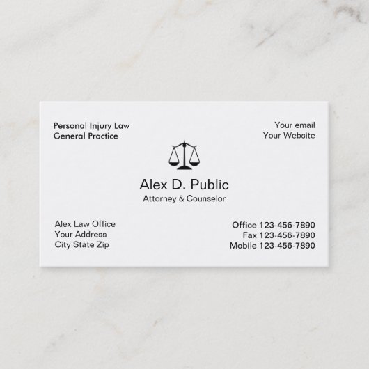 Carte de visite d'avocat simple (Devant)