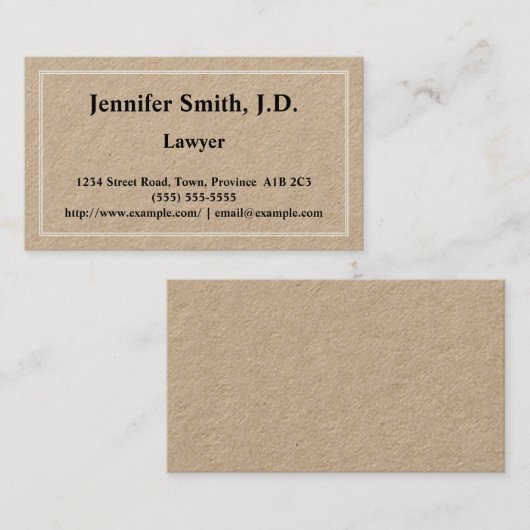 Carte de visite d'avocat simple (Devant / Derrière)