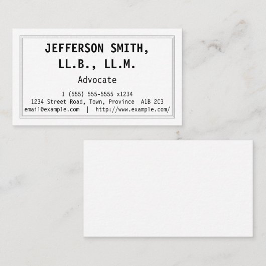 Carte de visite d'avocat simple et à clé basse (Devant / Derrière)