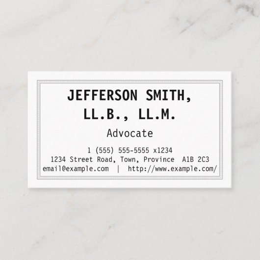Carte de visite d'avocat simple et à clé basse (Devant)