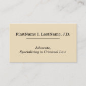 Carte de visite d'avocat simple et de base (Devant)