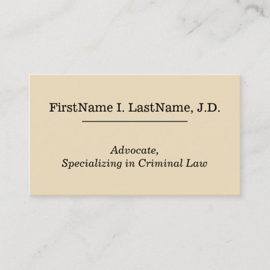 Carte de visite d'avocat simple et de base (Devant)