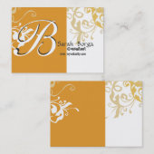 Carte De Visite DayLily floral moderne de monogramme sur le blanc (Devant / Derrière)