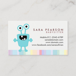 Carte de visite de babysitter avec monstre alien m
