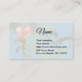 Carte de visite de ballon rose et de fleurs du coe (Devant)