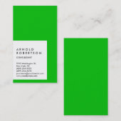 Carte de visite de bande blanche verte verticale (Devant / Derrière)