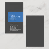 Carte de visite de bande bleu gris unique vertical (Devant / Derrière)