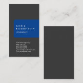 Carte de visite de bande bleu gris unique vertical (Devant / Derrière)
