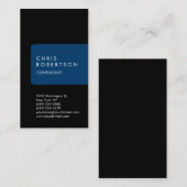 Carte de visite de bande bleu noir vertical unique (Devant / Derrière)
