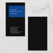 Carte de visite de bande bleu noir vertical unique (Devant / Derrière)