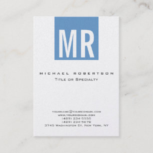 Carte de visite de bande de monogramme bleu tendan