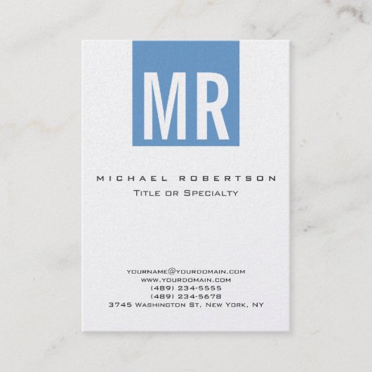 Carte de visite de bande de monogramme bleu tendan (Devant)