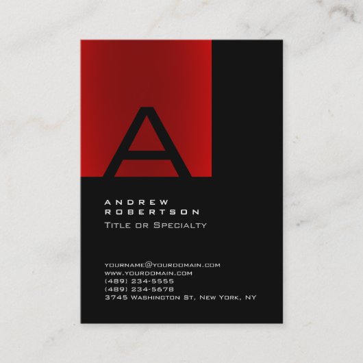 Carte de visite de bande de Monogramme Rouge Noir (Devant)