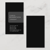 Carte de visite de bande gris noir vertical unique (Devant / Derrière)