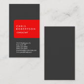 Carte de visite de bande rouge blanc gris vertical (Devant / Derrière)