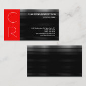 Carte de visite de bande rouge gris-noir Monogramm (Devant / Derrière)