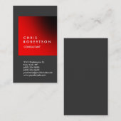 Carte de visite de bande rouge gris vertical (Devant / Derrière)