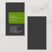 Carte de visite de bande verte gris blanc vertical (Devant / Derrière)