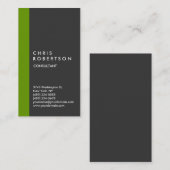 Carte de visite de bande verte gris blanc vertical (Devant / Derrière)