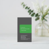 Carte de visite de bande verte gris unique vertica (Debout devant)