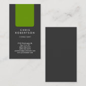 Carte de visite de bande verte gris vertical (Devant / Derrière)