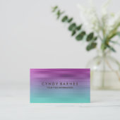 Carte de visite de bande violet et aqua (Debout devant)