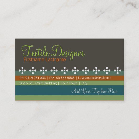 Carte de visite de bandes textiles (Devant)