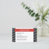 Carte de visite de bannière rouge gris rétro (Debout devant)