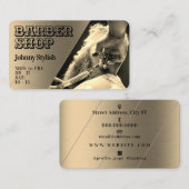 Carte de visite de barbier à fausse texture métall (Devant / Derrière)