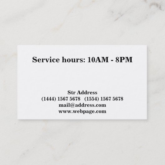 Carte de visite de barbier à lame or Razor simple (Dos)