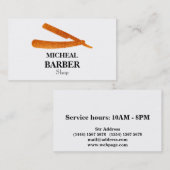 Carte de visite de barbier à lame or Razor simple (Devant / Derrière)