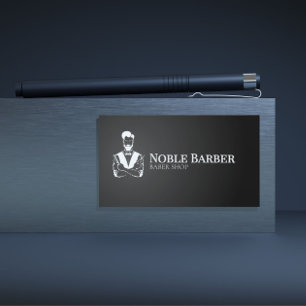 Carte de visite de barbier noir et blanc Barbier