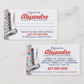 Carte de visite de barbier (poteau de barbier et c (Devant / Derrière)