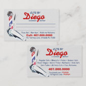 Carte de visite de barbier (poteau de barbier et c (Devant / Derrière)