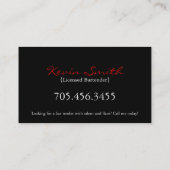 Carte de visite de barman (Dos)