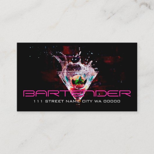 Carte de visite de barman de vie nocturne (Devant)