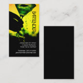 Carte de visite de barman jaune et vert (Devant / Derrière)