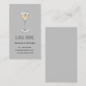 Carte de visite de barman moderne gris Martini (Devant / Derrière)