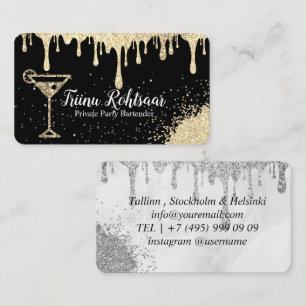 Carte de visite de barman pour soirée privée en or
