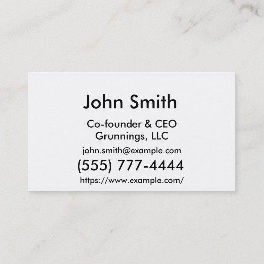 Carte de visite de base (Dos)