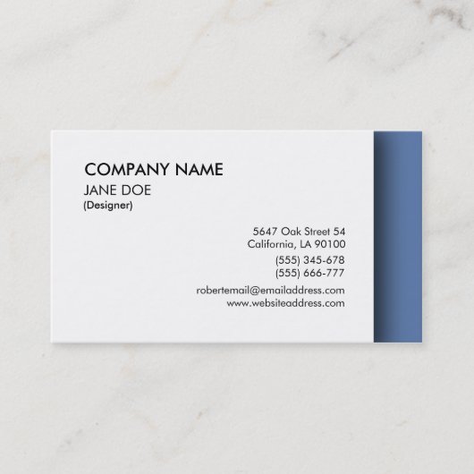 Carte de visite de base avec le détail bleu (Devant)