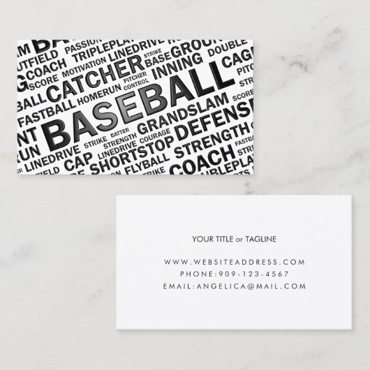 Carte de visite de base-ball (Devant / Derrière)