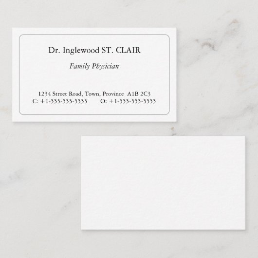 Carte de visite de base, Dapper et Respectable (Devant / Derrière)